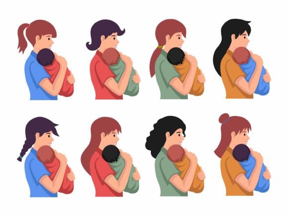 Mom Holding Baby Illustration