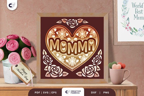 Momma in a Heart Shape 3D Shadow Box